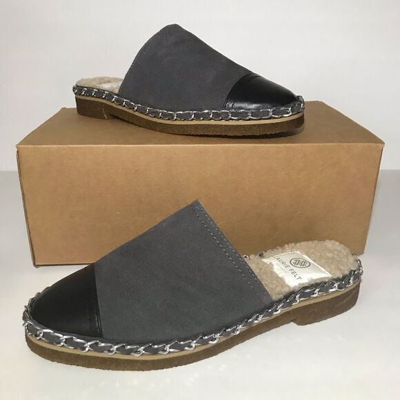 Laurie Felt Suede Shearling Lined Slip On Mules - Picture 1 of 7